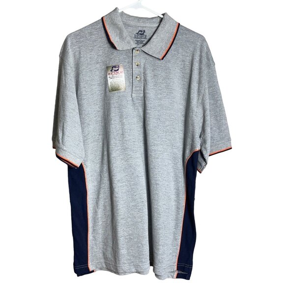 New Golf Shirt Polo Henley Gray Knit Short Sleeve Spike Sports Athletic Mens L - Picture 1 of 8